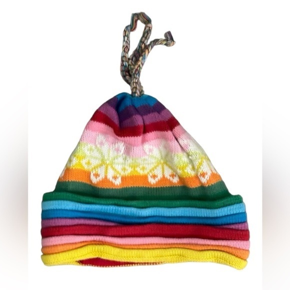 Gap Rainbow Striped Beanie Winter Hat Youth M 7-8 - Picture 2 of 4